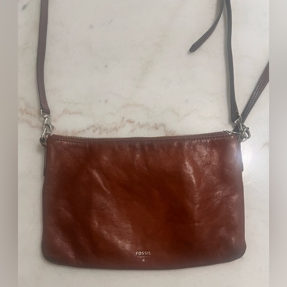 Fossil Soft Tan Leather Toaster Adjustable Strap Crossbody Bag Handbag Purse - Picture 11 of 14